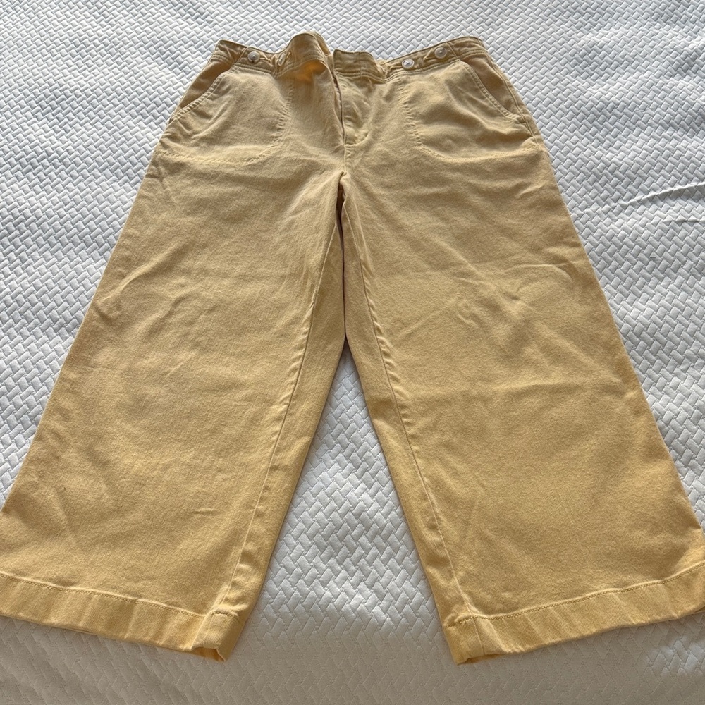Talbots Yellow Cropped Wide-Leg Pants
